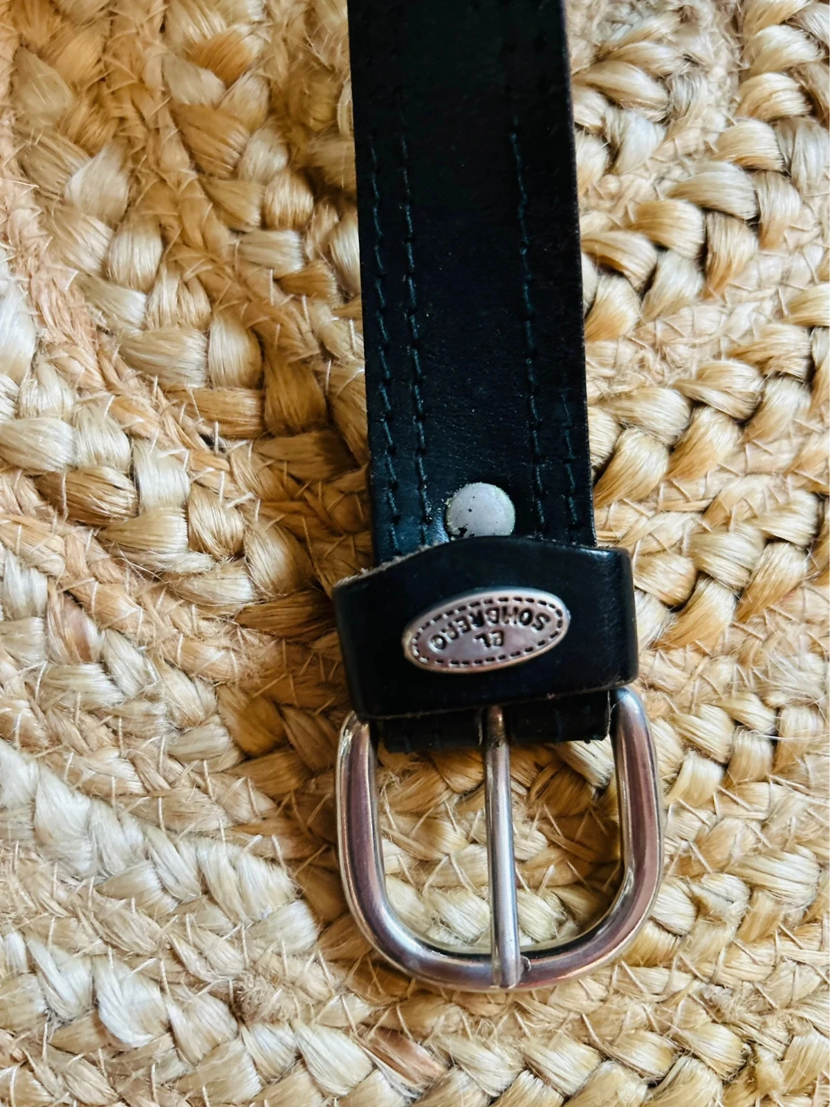 🖤Vintage zwart lederen riem 80/90s Made in Italy Retro zwarte leren riem T.95🖤 – photo 4